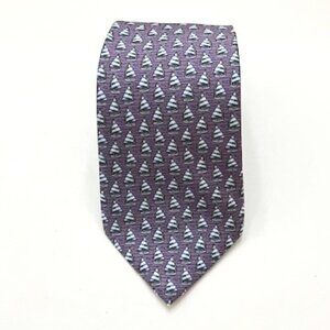 Vineyard Vines Purple Sailboats Print 100% Silk Men's Nautical Tie